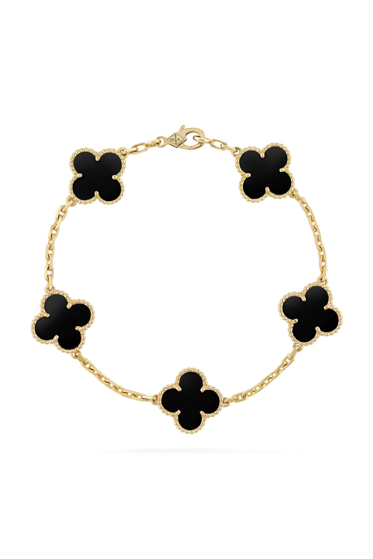 Gold Color Black Mother of Pearl Van Cleef Bijouterie Bracelet 