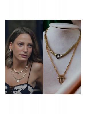 Gold Color Serenay Necklaces Who Came, Who Passed 2 Piece Steel Set 