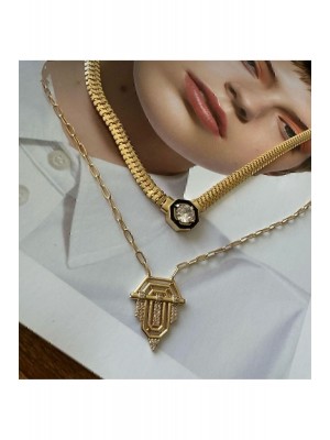 Gold Color Serenay Necklaces Who Came, Who Passed 2 Piece Steel Set 