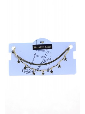 Gold Color Italian Interlocking Star Steel Anklet 