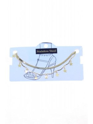 Gold Color Italian Interlocking Star Steel Anklet 