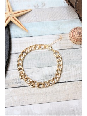 Gold Plated Medium Gourmet Chain Anklet