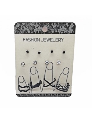 Black Color Combination Ring Earring Set 1136