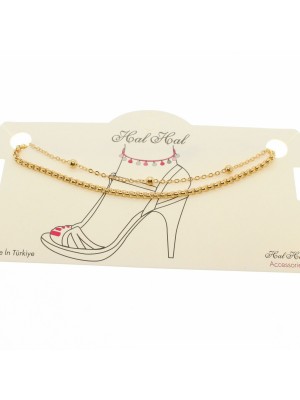 Gold Color Ball and Albanian Chain Anklet 