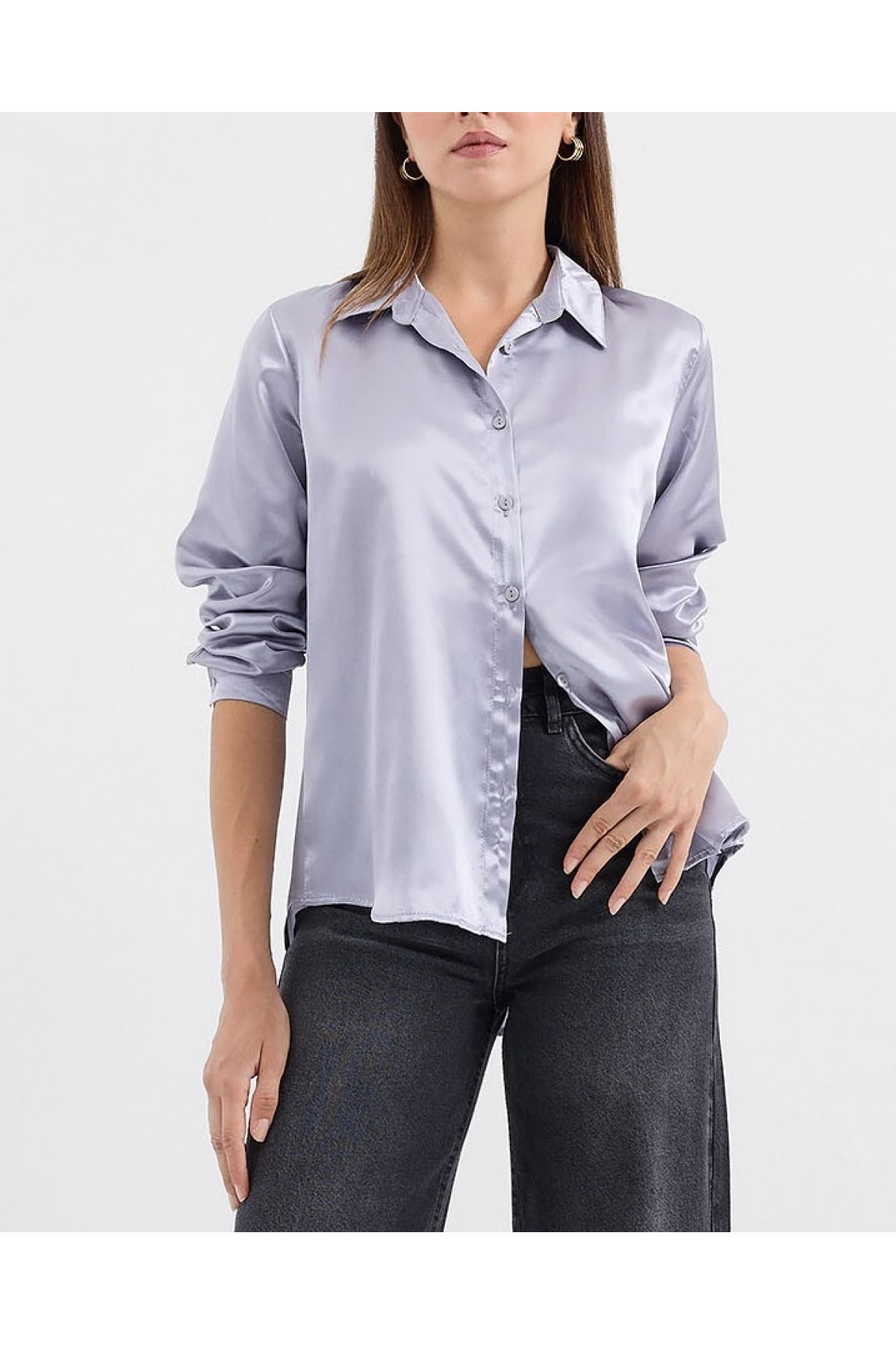 3964 Lightly Flowing Satin Shirt 