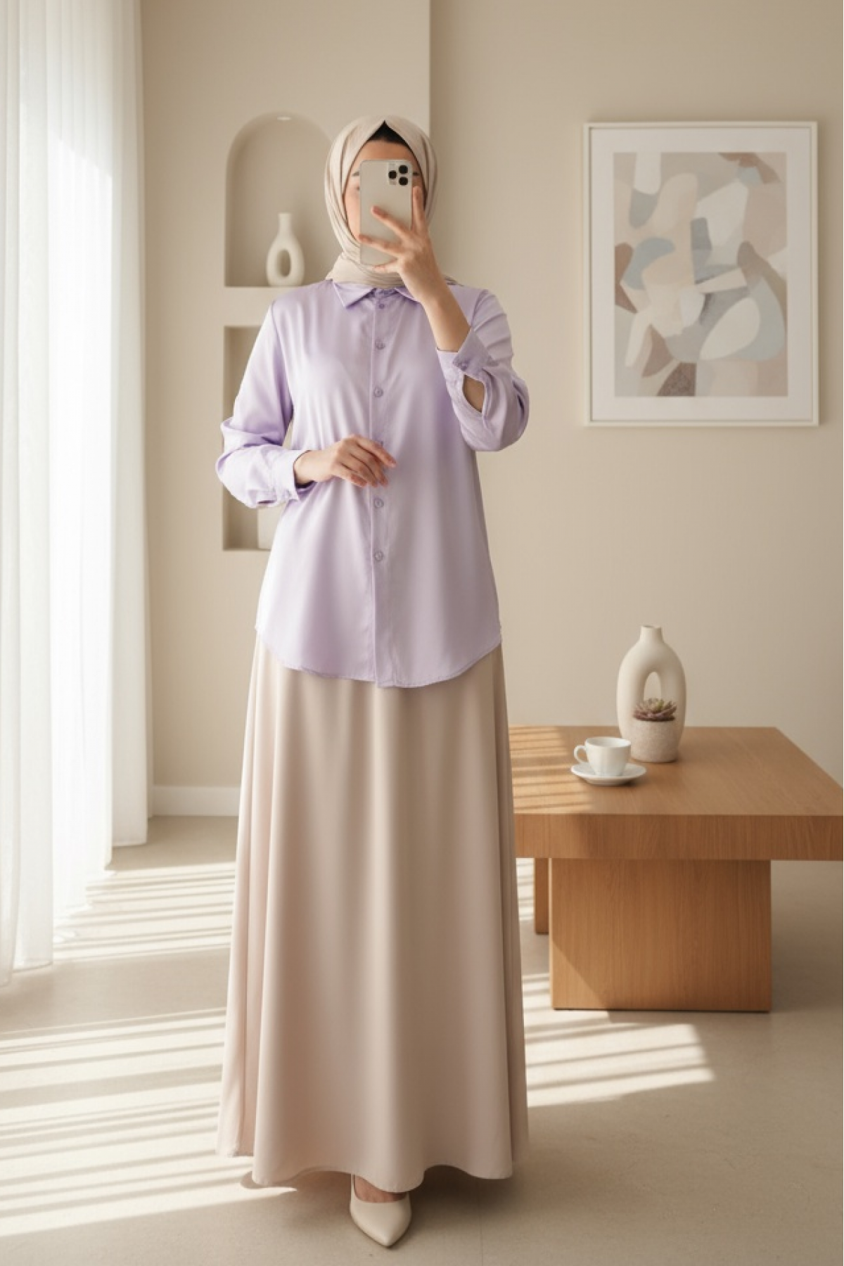 3964 Lightly Flowing Satin Shirt 