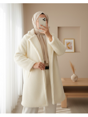 9148 Oversize Peluş Kaban - Ekru