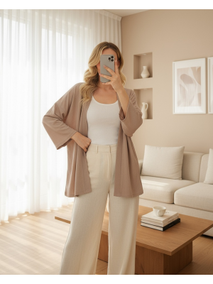 5862 Örme Kimono - Bej