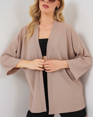 5862 Örme Kimono - Bej