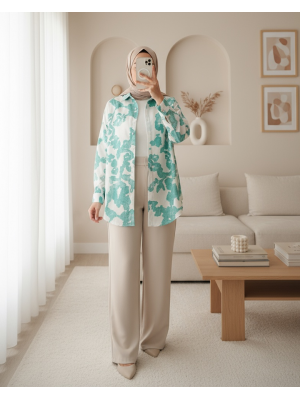 3900 Oversize Uzun Basic Gömlek - D. Mint