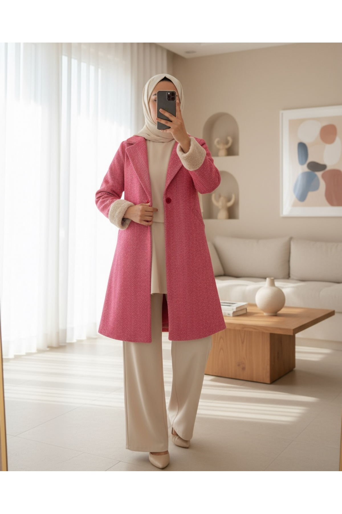 9085 Herringbone Cashmere Coat 