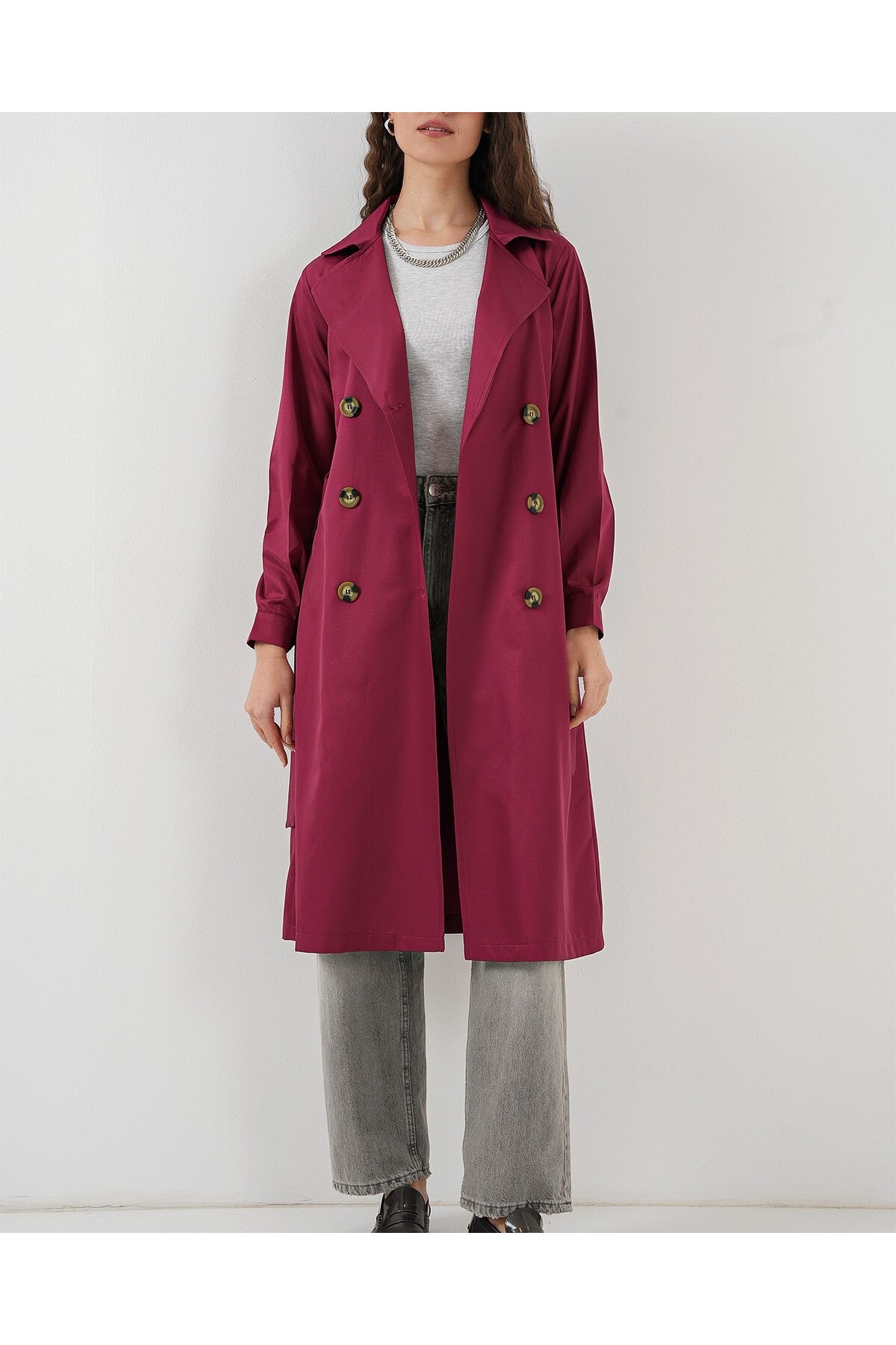 5853 Double Breasted Trench Coat 