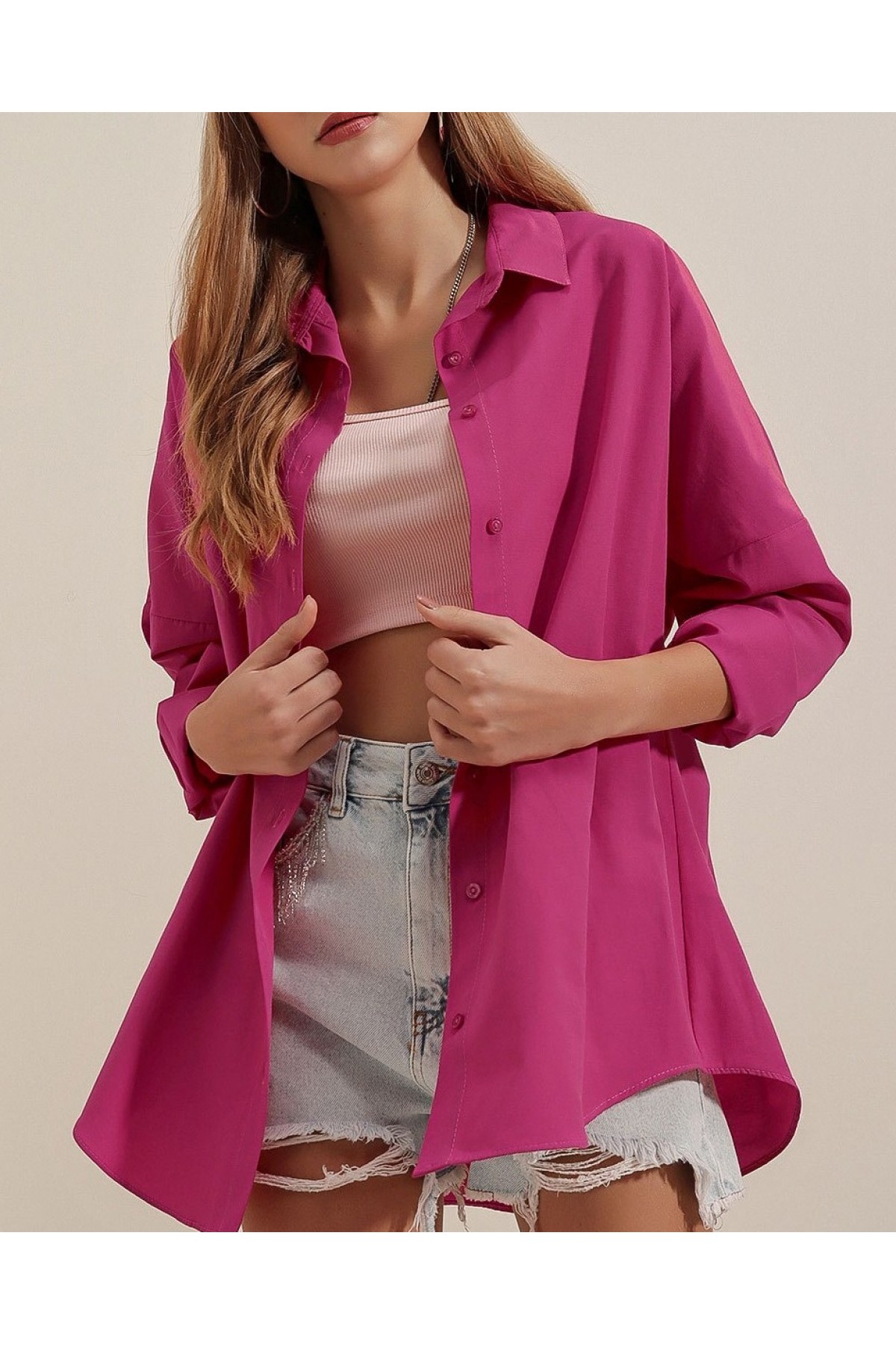 3900 Oversize Long Basic Shirt 