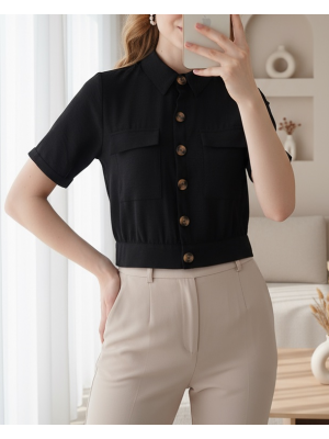 0663 Crop Ceket - Siyah