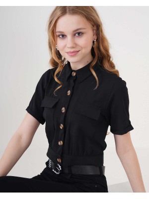 0663 Crop Ceket - Siyah