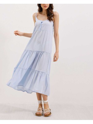 2403 Askılı Midi Elbise - Mavi