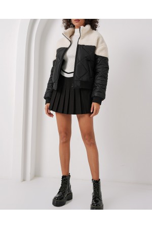 5195 Kapitone Şişme Mont - Ekru