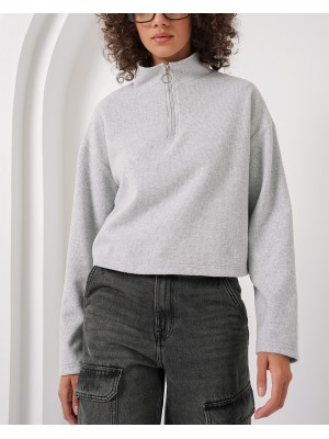 55449 سويت شيرت محبوك بياقة سحاب 