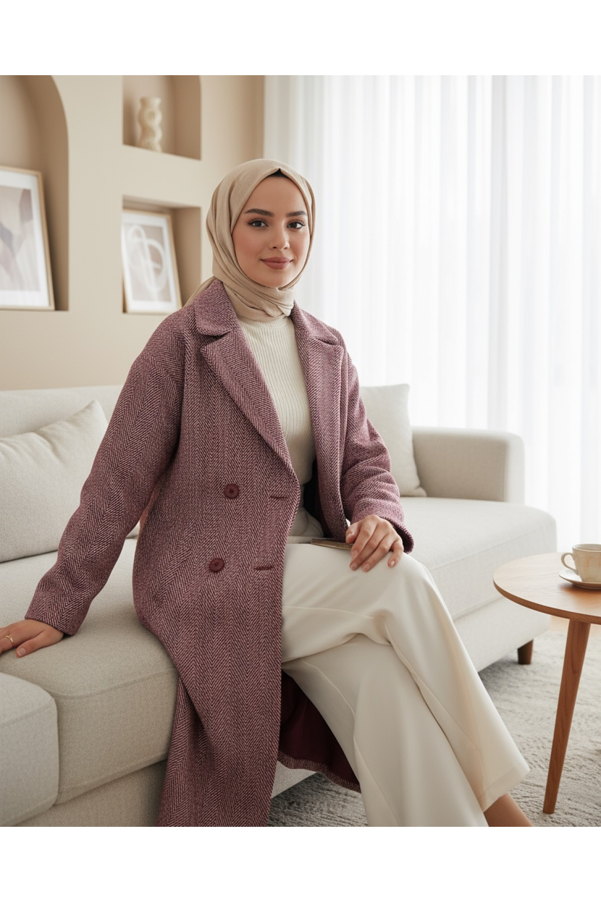 9113 Oversize Wide Cut Wool Long Cashmere Coat 