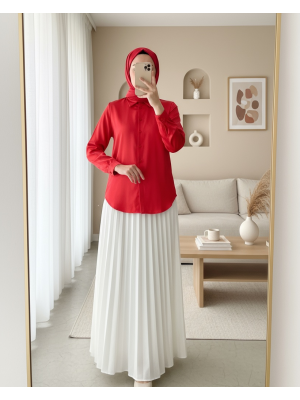 3964 Hafif Dökümlü Saten Gömlek - Bordo