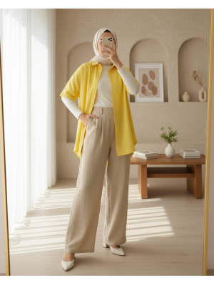 20120 Oversize Kısa Kollu Gömlek - Sarı