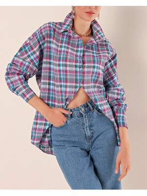 3900 Oversize Uzun Basic Gömlek - A. Kiremit