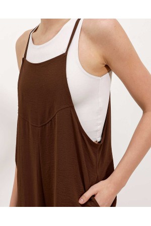 7019 Askılı Bahçivan Tulum - Kahverengi