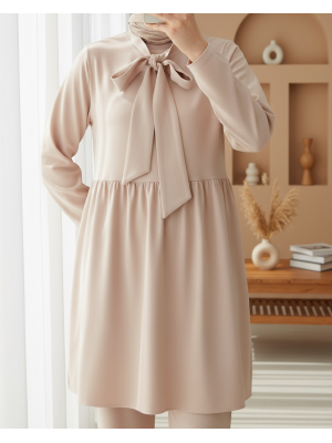 Kadın Krem Örme Pantolon Tunik Alt Üst Takım 6654