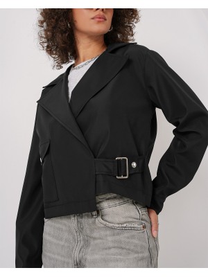 0712 Double Breasted Short Trench Coat 