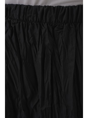 Kadın Uzun Kırışık Etek 8042 - Siyah