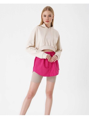 1888 Sweatshirt Ve Kazak Altı Gömlek Etek - Koyu Pembe