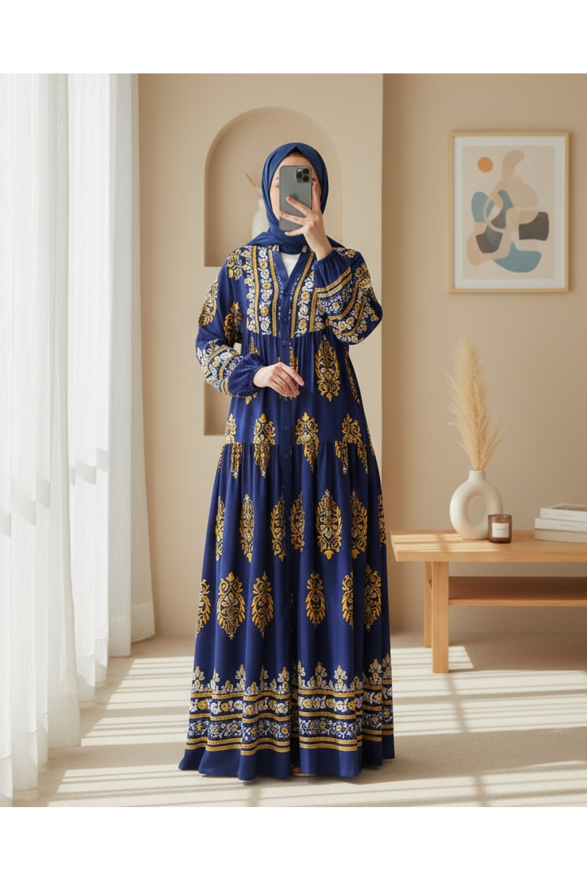 2423 Authentic Patterned Hijab Dress 
