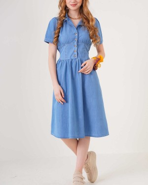 2210 Kot Elbise - Mavi