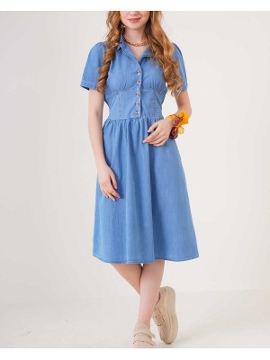 2210 Kot Elbise - Mavi