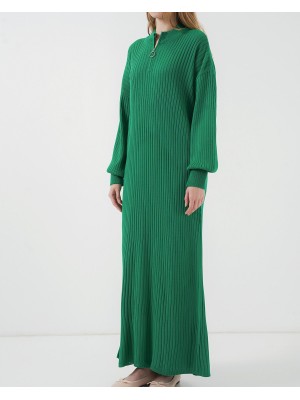 15839 Boydan Triko Elbise - Yeşil