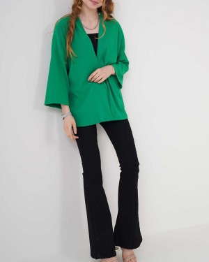 5862 Örme Kimono - Yeşil