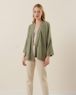 5862 Örme Kimono - Çağla