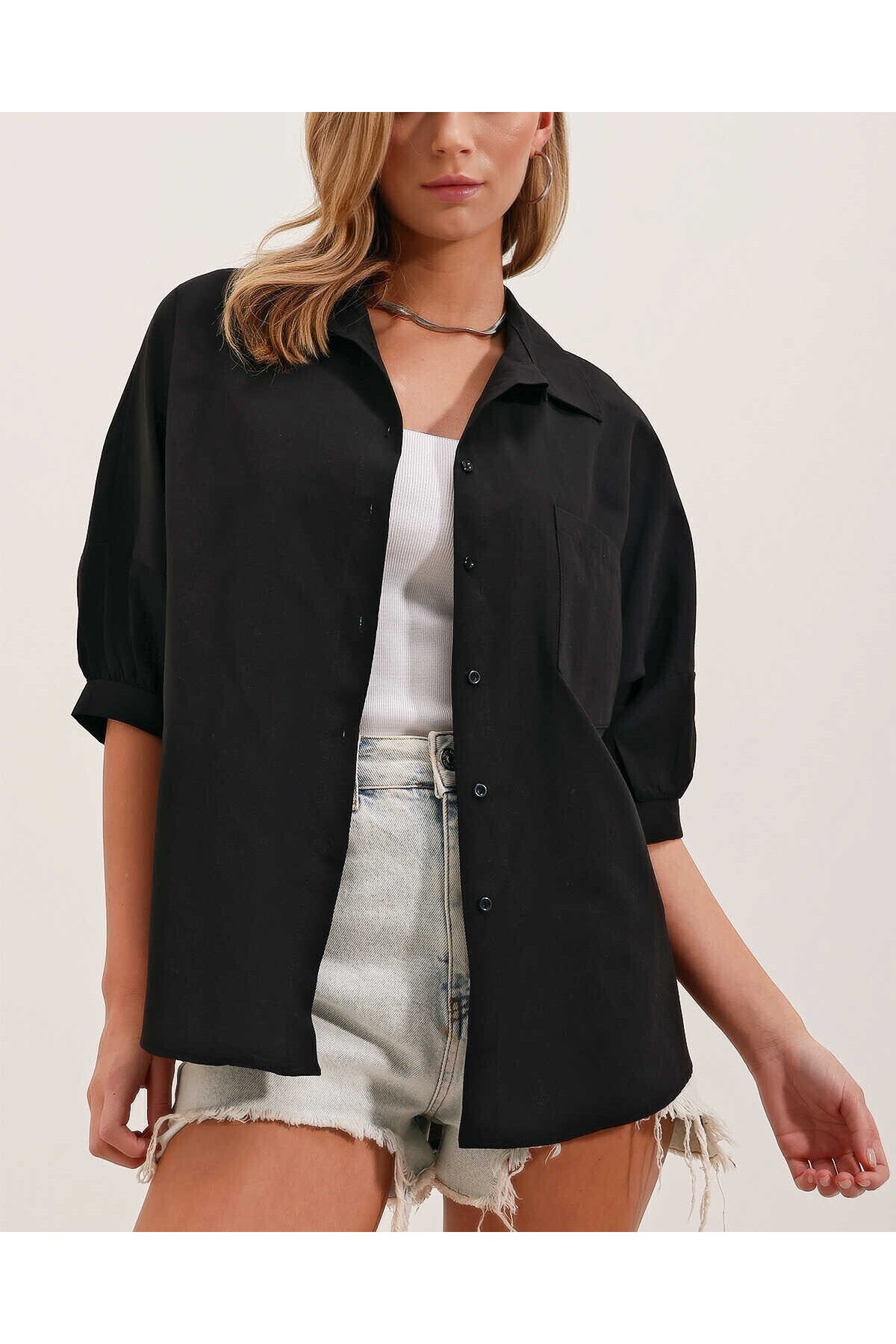 20213 Oversize Short Sleeve Basic Shirt 