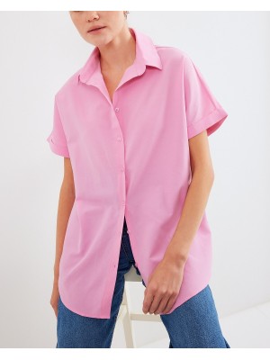 20120 Oversize Kısa Kollu Gömlek - Pembe