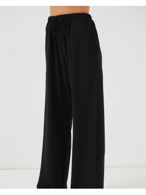 Kadın Yüksek Bel Bol Paça Pantolon - Siyah