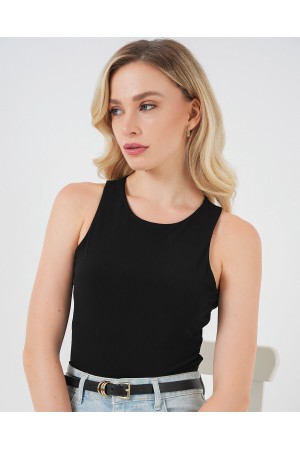 Kadın Halter Yaka Çıtçıtlı Body 972 - Siyah