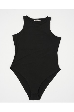 Kadın Halter Yaka Çıtçıtlı Body 972 - Siyah