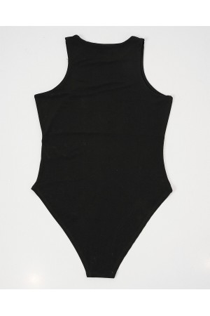 Kadın Halter Yaka Çıtçıtlı Body 972 - Siyah
