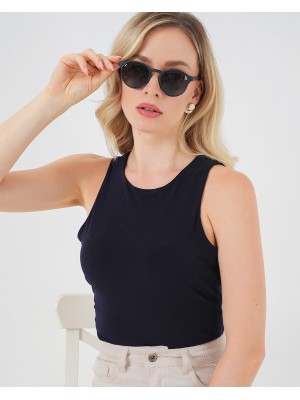 Kadın Halter Yaka Çıtçıtlı Body 972 - Lacivert