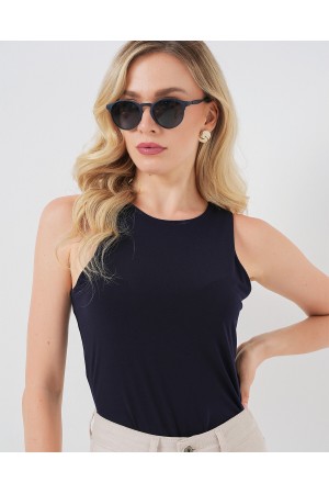 Kadın Halter Yaka Çıtçıtlı Body 972 - Lacivert