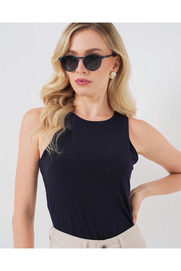 Kadın Halter Yaka Çıtçıtlı Body 972 - Lacivert