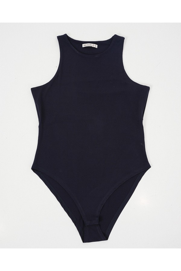 Kadın Halter Yaka Çıtçıtlı Body 972 - Lacivert