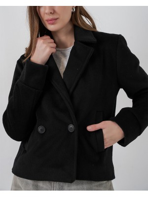 Kadın Kısa Kaşe Ceket 0725 - Siyah