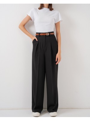 Kadın Yüksek Bel Palazzo Pantolon 30051 - Siyah