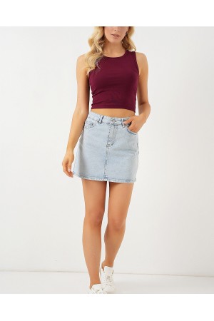 Women's Mini Denim Skirt 8049 -Blue